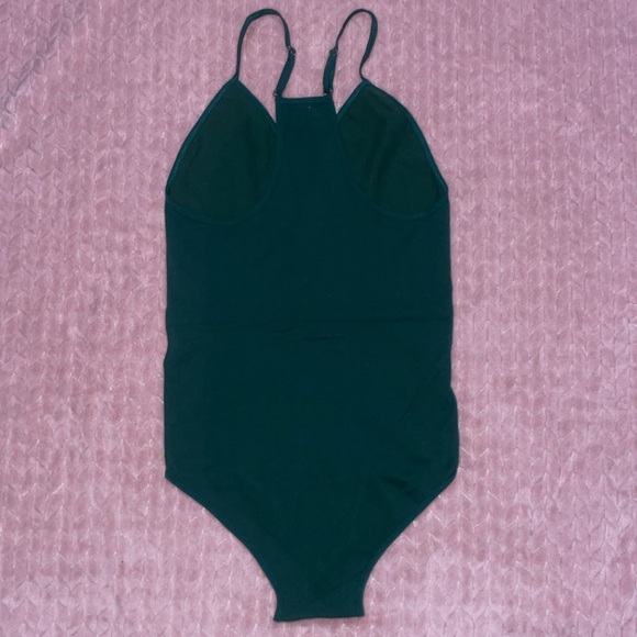 Intimately by Free People Move Along Green Ribbed Racerback Bodysuit sz M/L - Picture 5 of 5